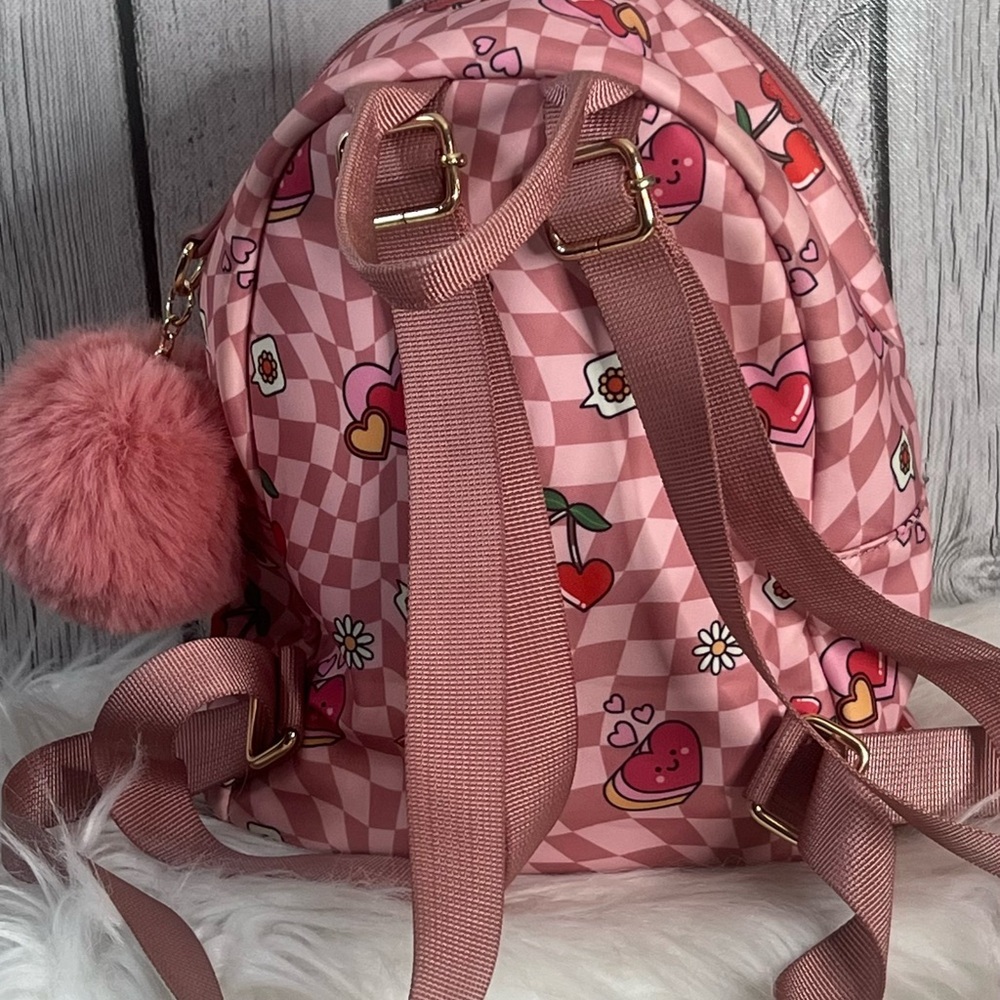 Pink Heart Pattern Kids Backpack - Picture 3 of 5